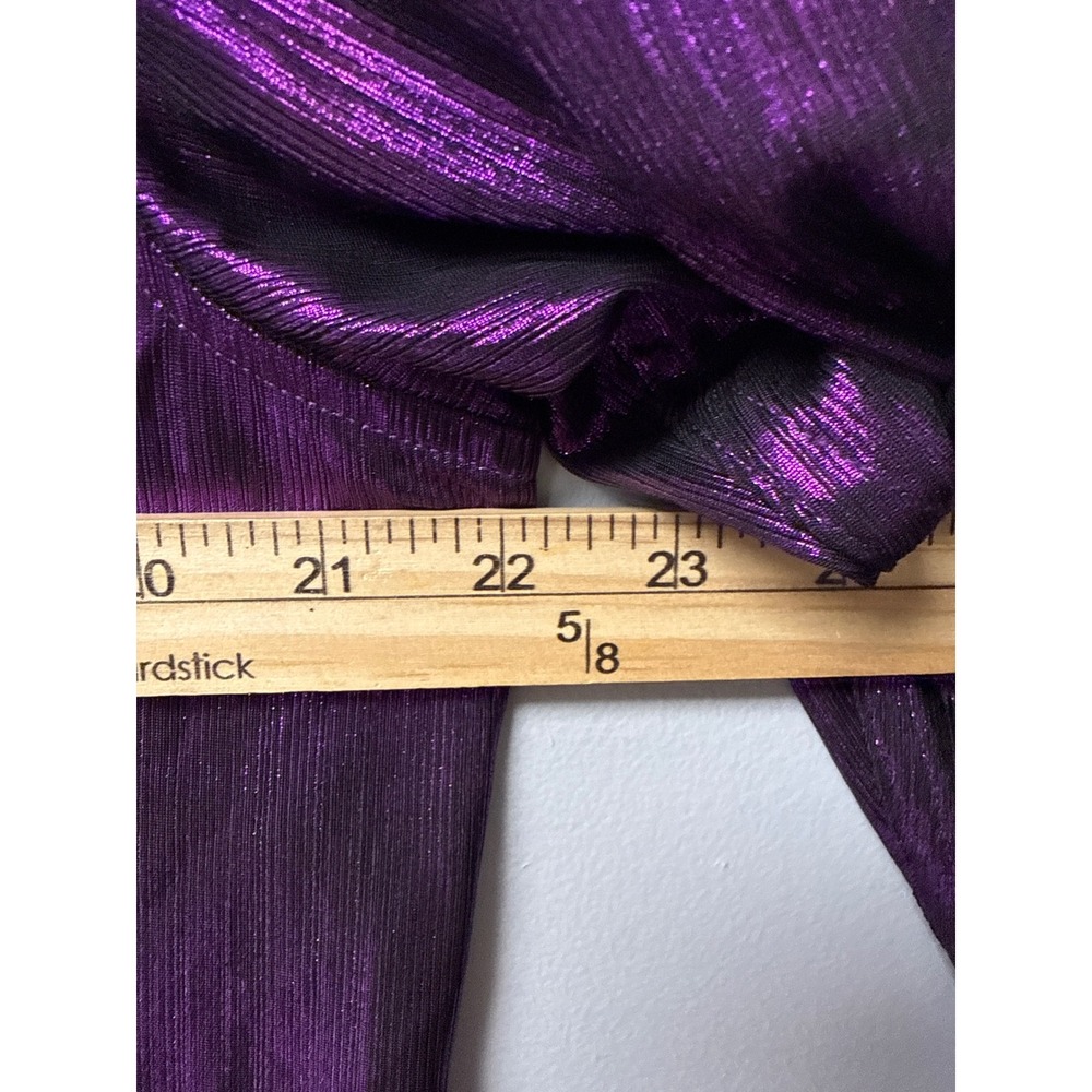House of CB Button Down Women S Purple Metallic Shimmer Disco Glam Party Blouse - Picture 5 of 6